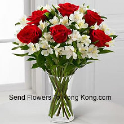 Elegant 6 Red Roses 