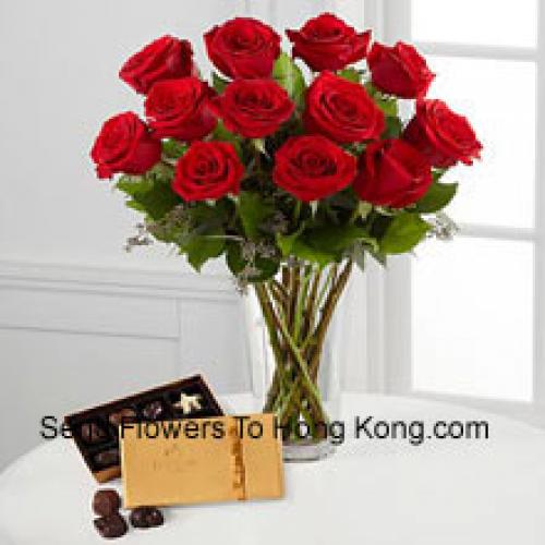 12 Rose Rosse con deliziosi cioccolatini Godiva