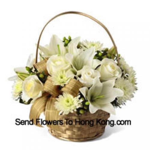 Basket of Assorted White Flowers